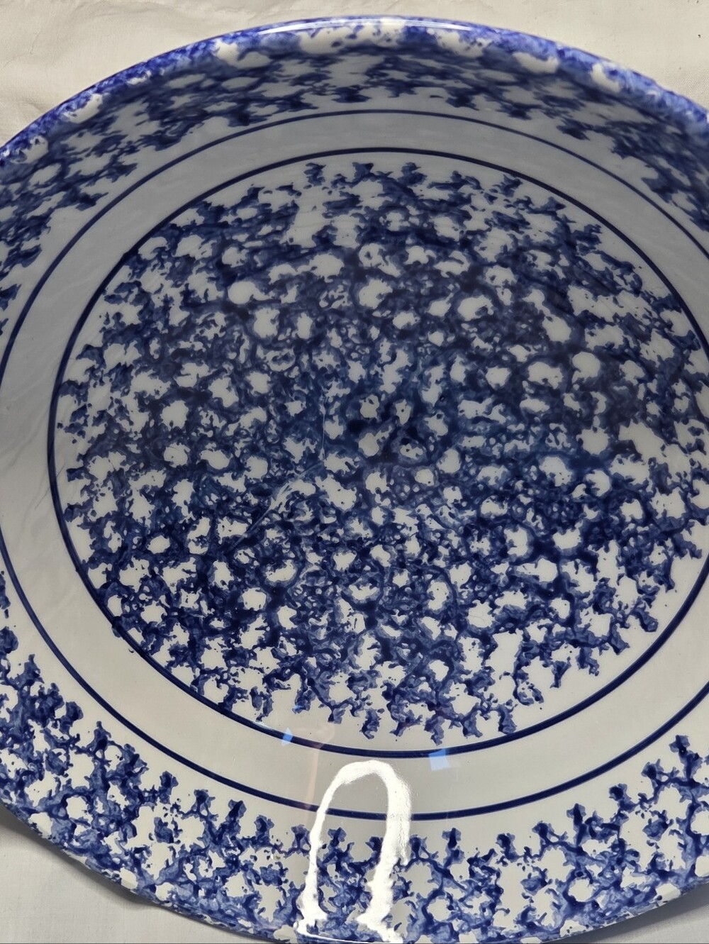 Himark Sponge Ware Blue White Beautiful Vintage Serving Bowl Made In Italy Decor